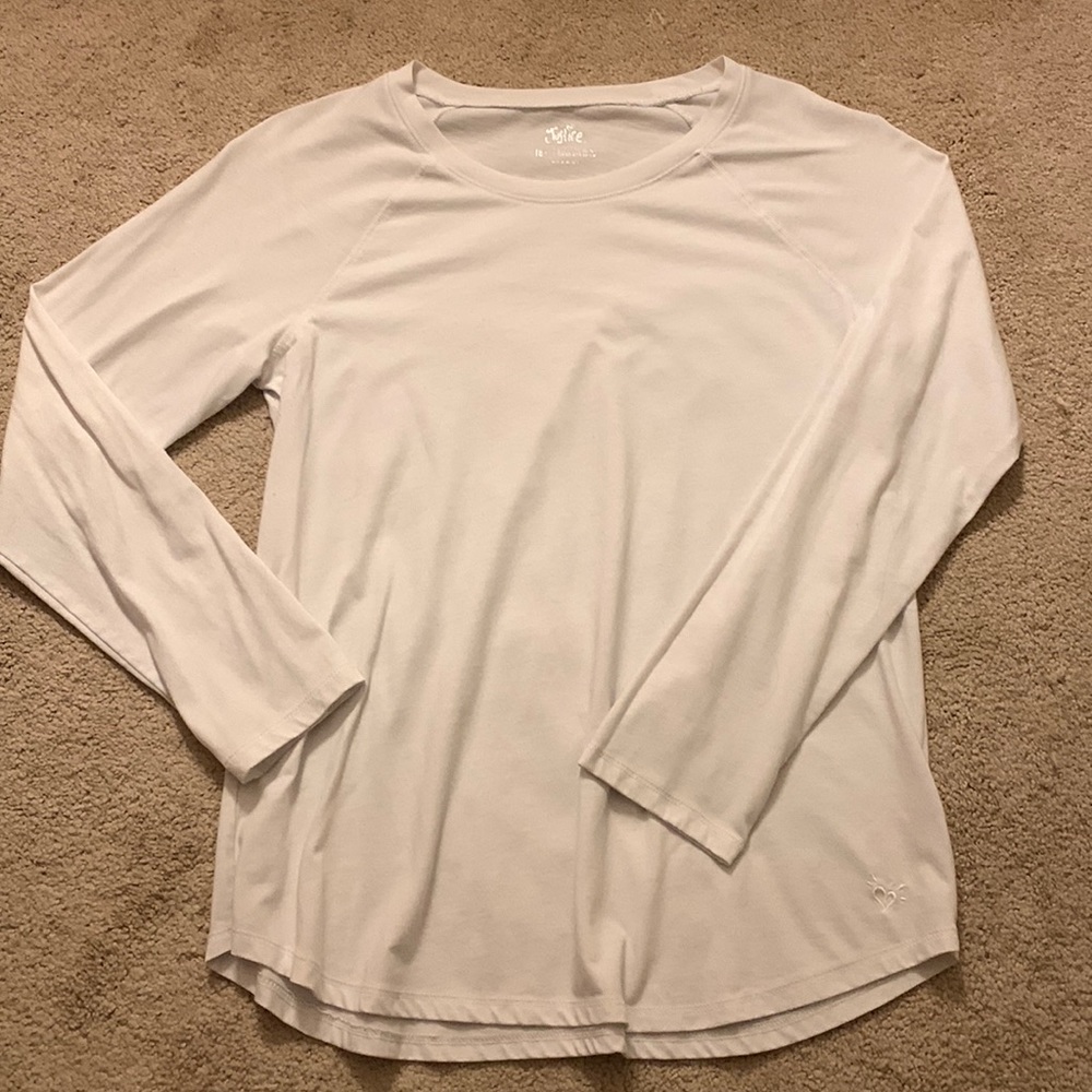 Justice white long sleeved tee